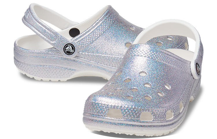 Crocs Classic Casual Unisex Metallic Silver Pink Sandals 207551-90H
