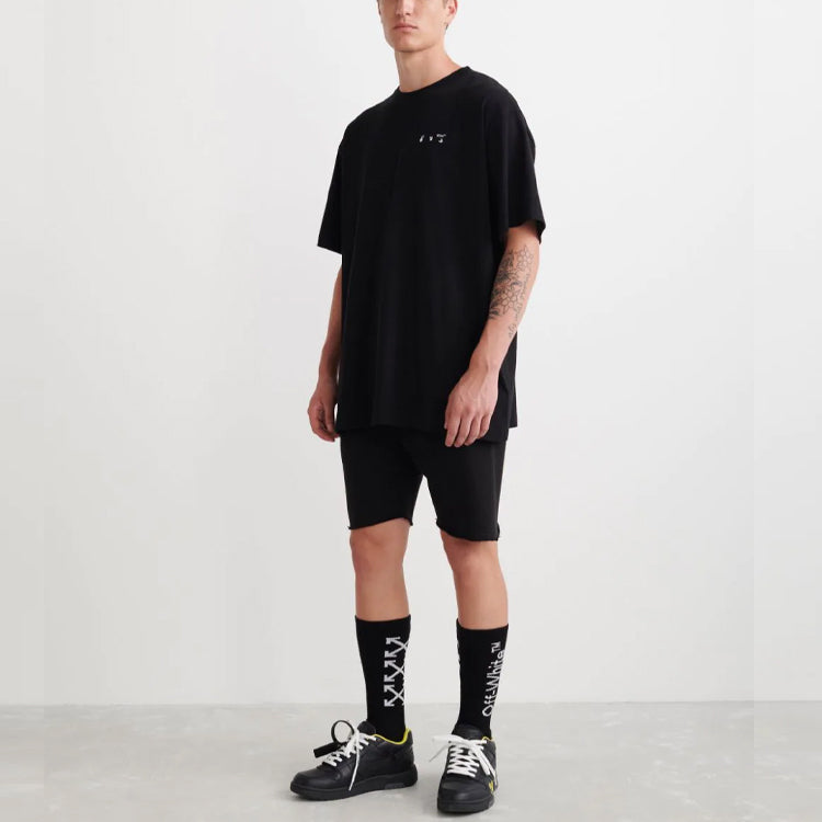 Men's Off-White SS22 Back Caravaggio Short Sleeve Loose Fit Black T-Shirt OMAA038C99JER0061001