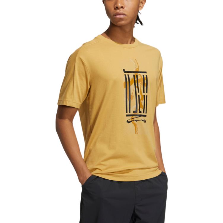 Men's adidas Printing Casual Sports Short Sleeve Yellow T-Shirt HI6859