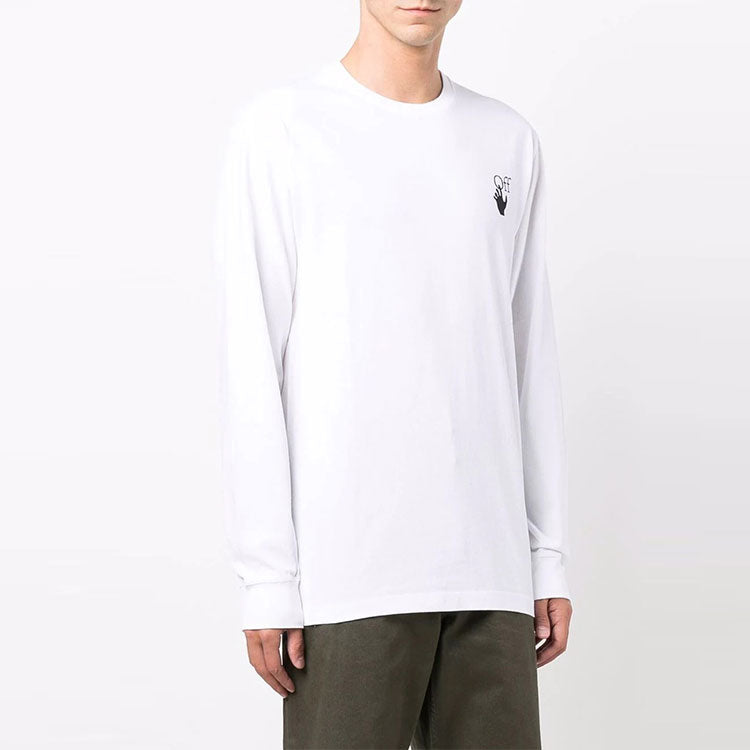 Off-White FW21 Logo Arrow Pattern Round Neck Pullover Ordinary Version White OMAB001F21JER0010110