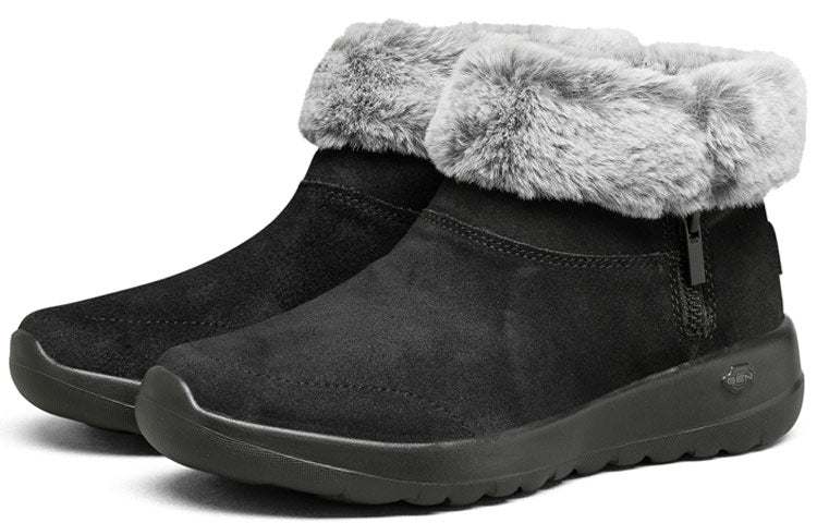 (WMNS) Skechers On-The-Go Joy Snow Boots Fur 'Black White' 144003-BKGY