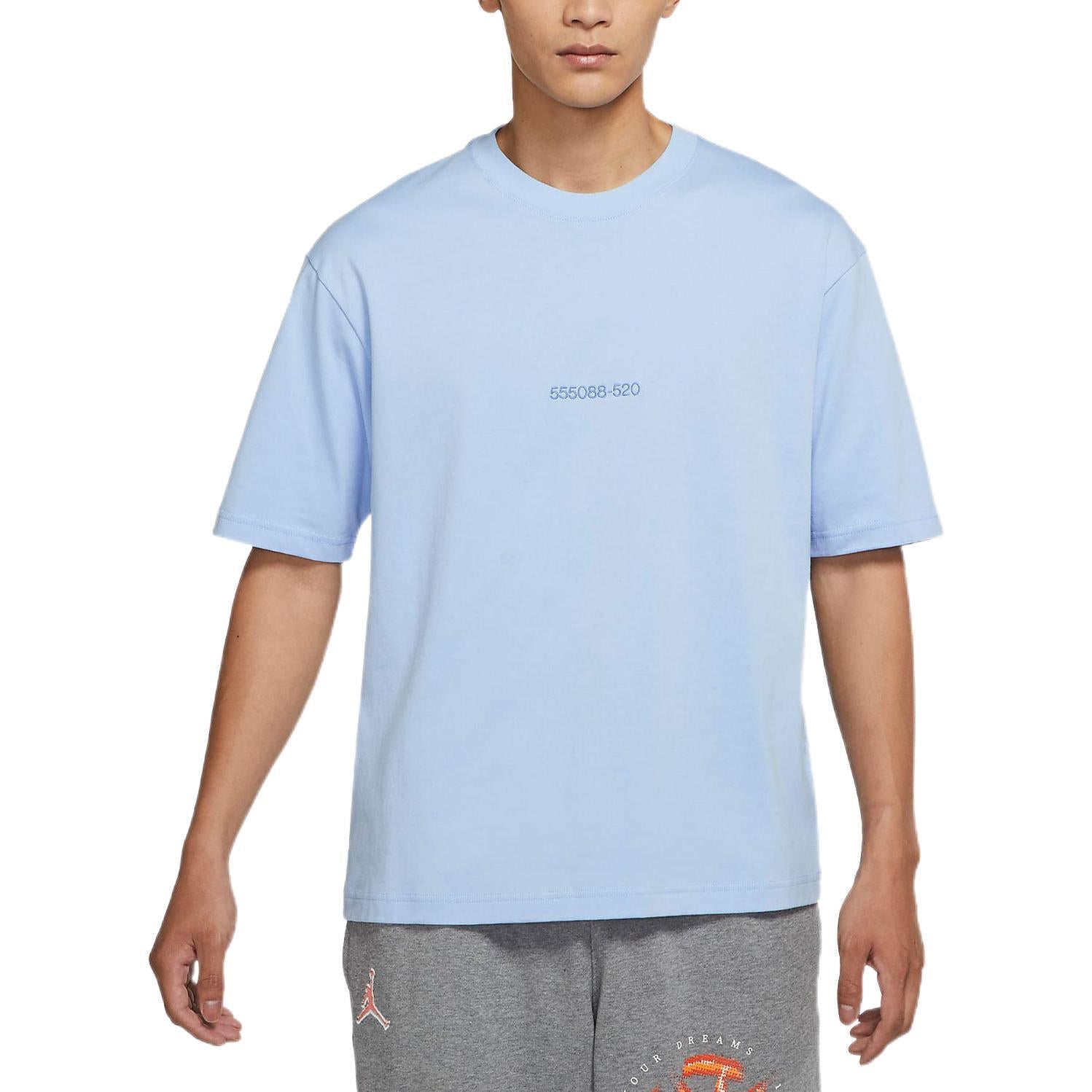 Men's Air Jordan Casual Sports Breathable Short Sleeve Blue T-Shirt DR9621-468