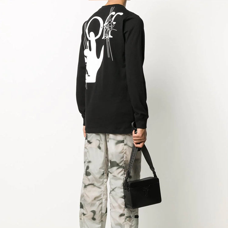 Men's Off-White logo Pattern Printing Black Tops OMAB001E20JER0021001