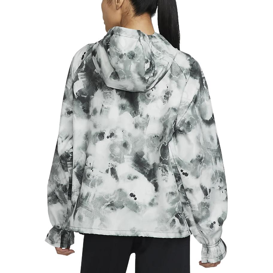 (WMNS) Nike Air Dri-FIT Colorblock Splash Ink Alphabet Running Sports Hooded Pullover Jacket Smoke Gray DM7550-010