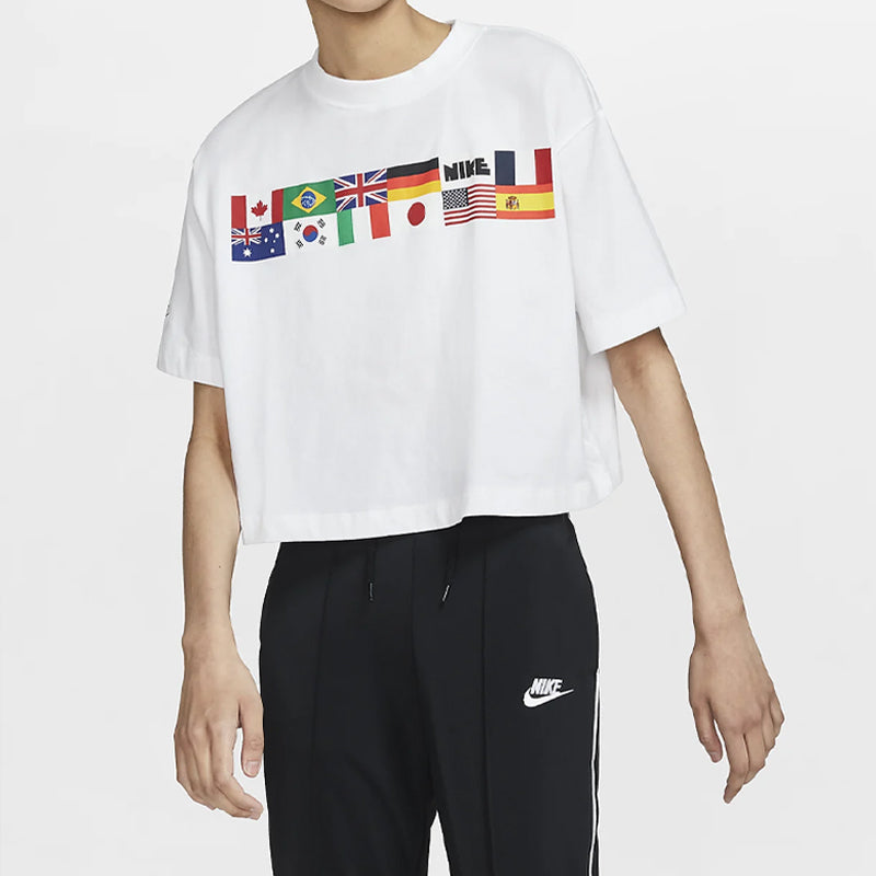 (WMNS) Nike Sportswear Pattern Short Sleeve White CJ3224-100
