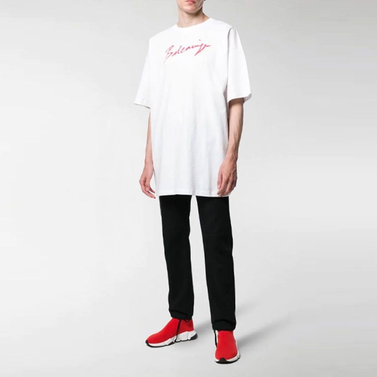 Men's Balenciaga Logo Printing Short Sleeve White 583214TFV639783