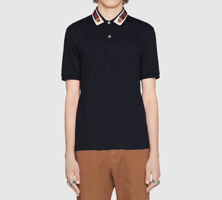 Gucci Stripe Short Sleeve polo Navy Blue 545714-XJAGU-4685