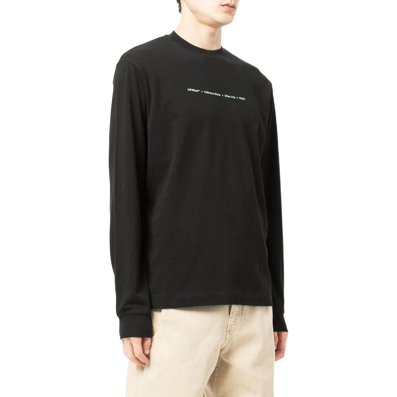 Off-White SS22 Arrow Logo Printing Round Neck Long Sleeves Black OMAB064F21JER0161084