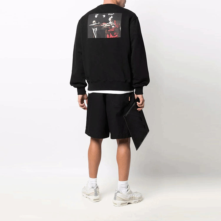 Men's Off-White Caravaggio Painting Round Neck Black OMBA057C99FLE0051001