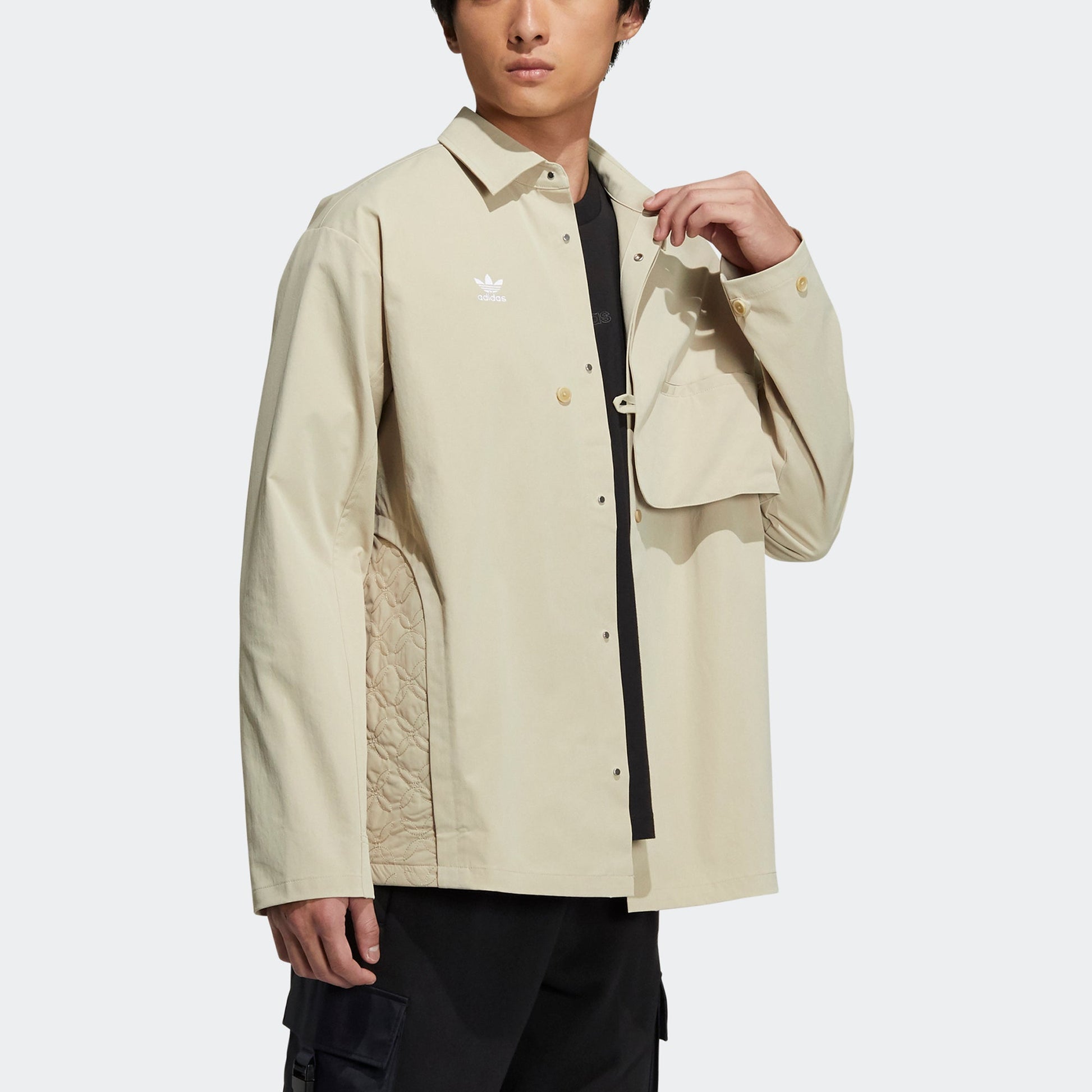 Men's adidas originals Cny Limited Button Sports Long Sleeves Prairie Brown Shirt HD0348