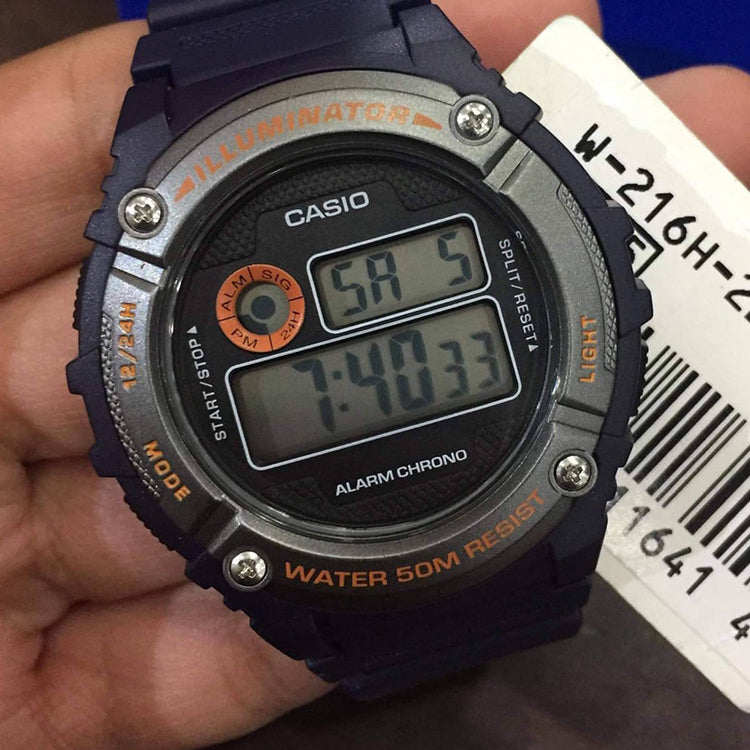 CASIO Multifunction Sports Watch 50 waterproof LED Blue Digital W-216H-2BVDF