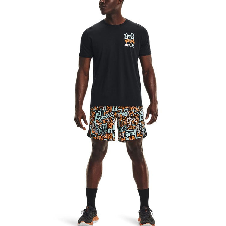 Men's Under Armour Printing Athleisure Casual Sports Round Neck Short Sleeve Black 1363538-001