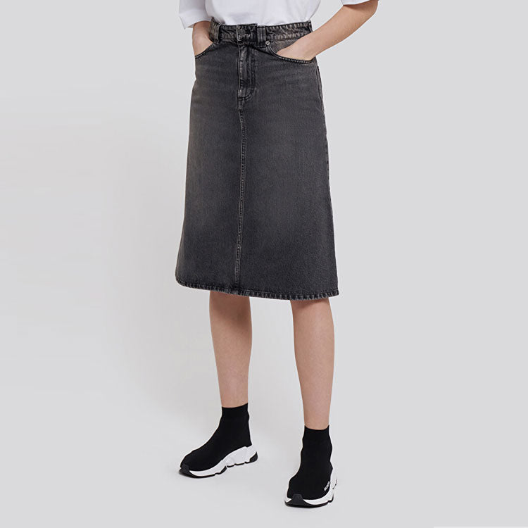(WMNS) Balenciaga FW21 A Line Skirt 'Washed Grey Denim' 646913TBP477767
