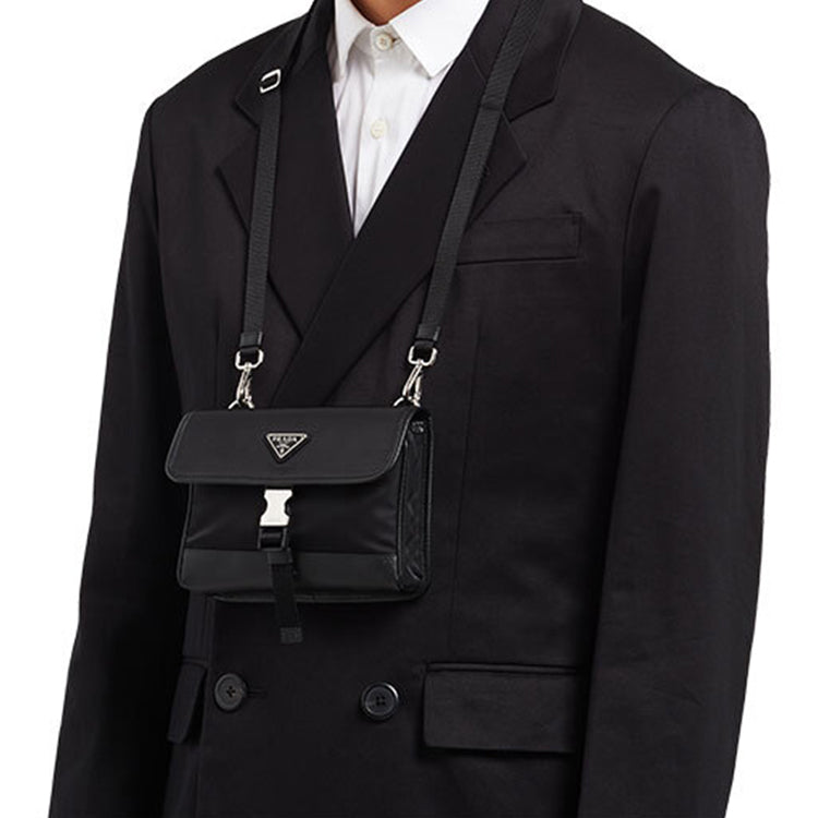 PRADA Saffiano logo-plaque smartphone holder 'Black' 2ZH108-2BBD-F0002