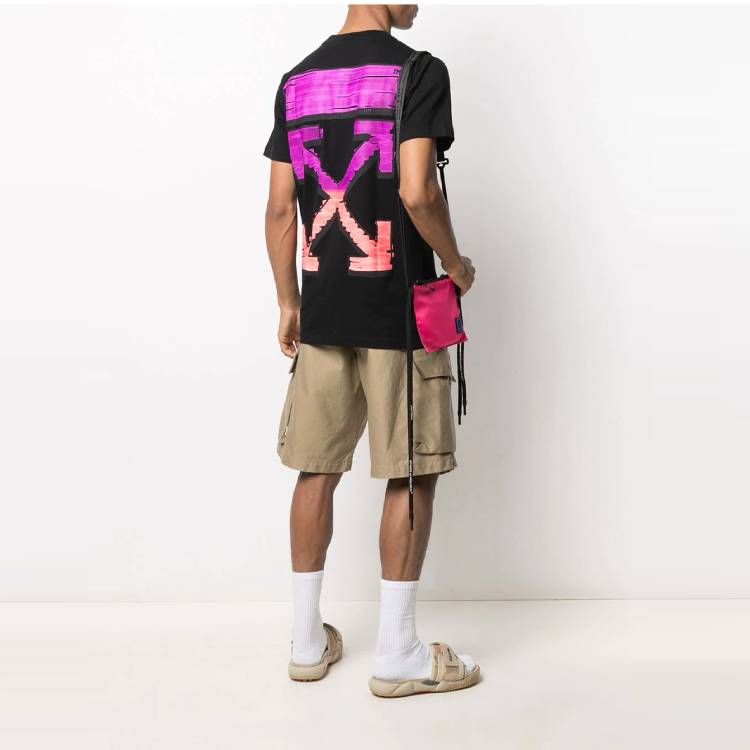 Off-White SS21 Logo Arrow Printing Pattern Cotton Short Sleeve Black OMAA027R21JER0031032