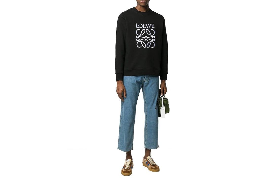 Men's LOEWE Brand Logo Printing Pullover Black H6109900CR-1100