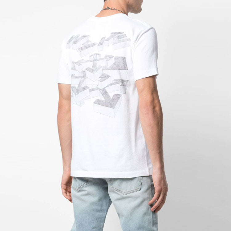 Off-White Chest Pattern Printing Short Sleeve Ordinary Version White OMAA027R201850100110