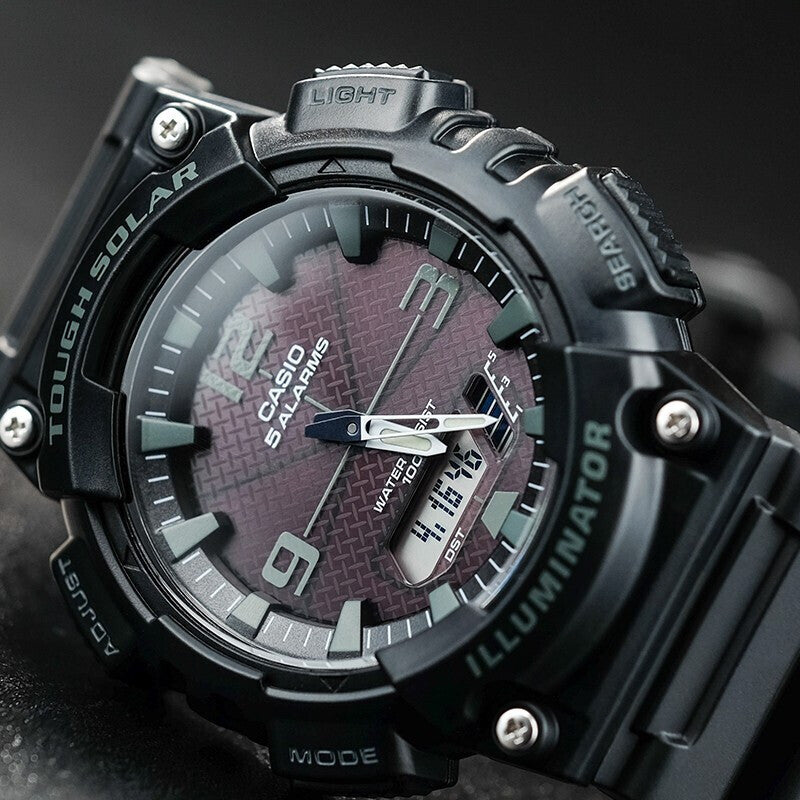 CASIO Waterproof Sports Solar Powered Mens Black Analog/Digital Combo AQ-S810W-1A2