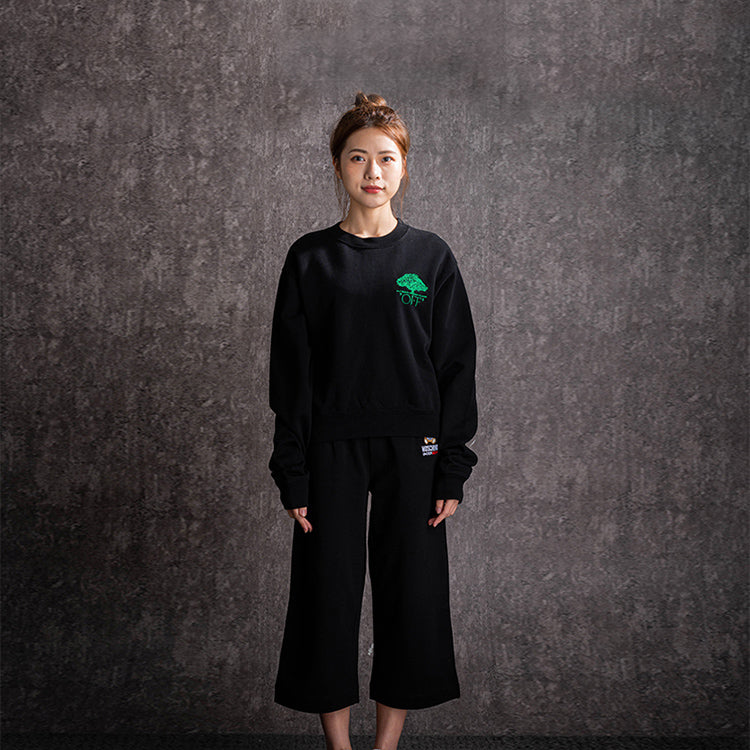 (WMNS) Off-White Cotton Arrow Printing Stylish Black Hoodie OWBA026F190030681040