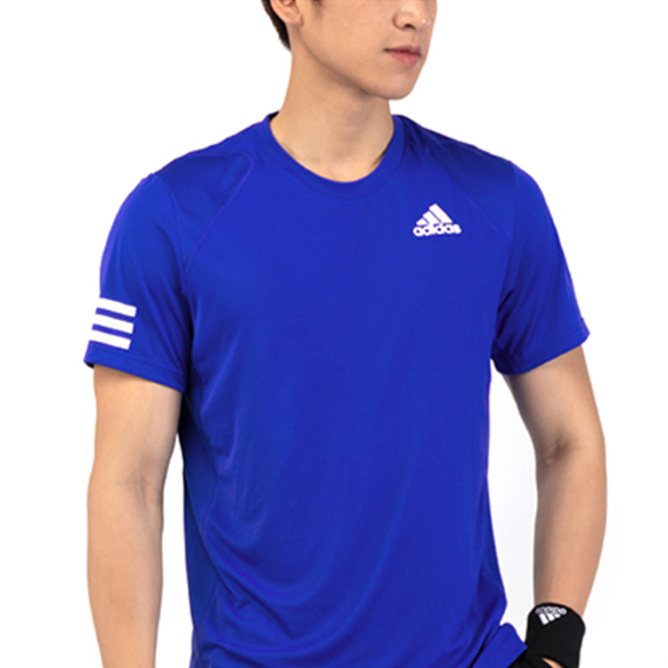 adidas Logo Printing Mesh Splicing Breathable Sports Short Sleeve Blue H34690