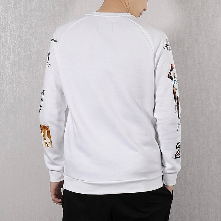 Air Jordan Athleisure Casual Sports Printing Round Neck Long Sleeves White CD5872-100