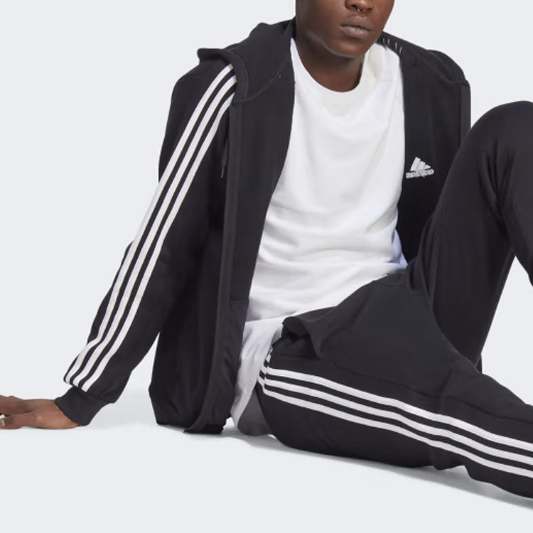 adidas Fleece 3-Stripes Full-Zip Hoodie Jackets 'Black' IB4029