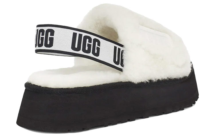 (WMNS) UGG Disco Slide Thick Sole White Slippers 1112258-WHT