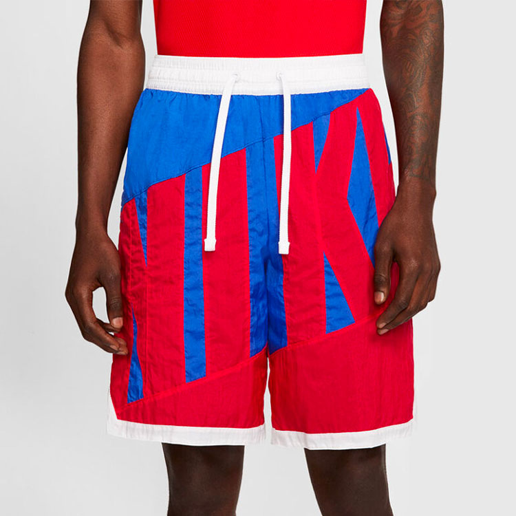 Nike Alphabet Printing Casual Sports Basketball Shorts Red Blue AT3165-482