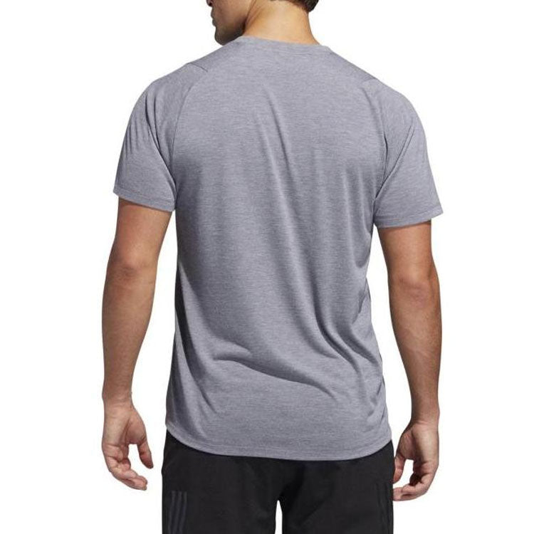 adidas Solid Color Logo Round Neck Sports Short Sleeve Gray EH4719