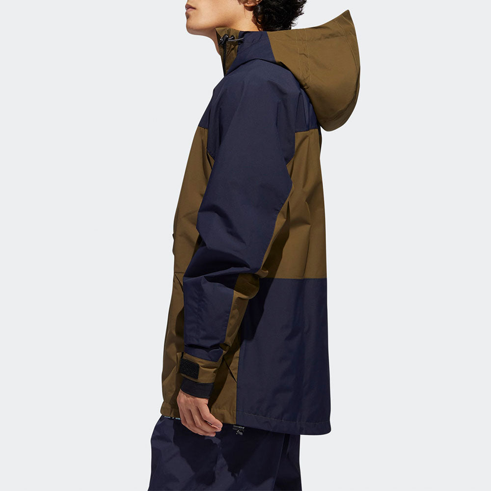 adidas originals Gore Tex Colorblock Outdoor Windproof Hooded Jacket Brown FJ7584