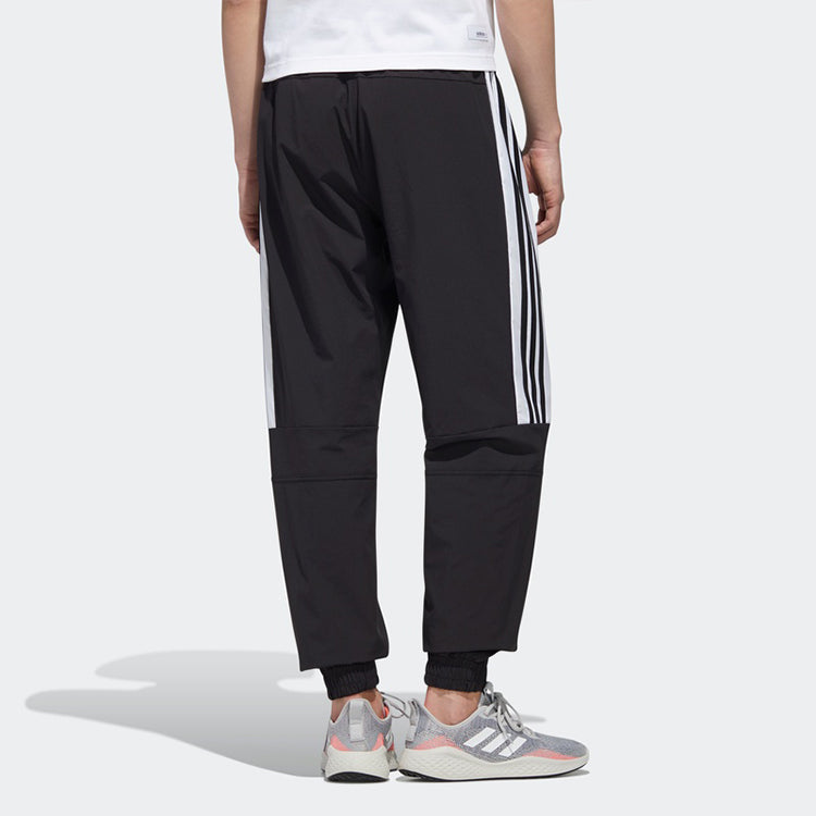 adidas neo M Ss Tcns Tp 2 Colorblock Bundle Feet Casual Loose Sports Long Pants Black White GJ8759