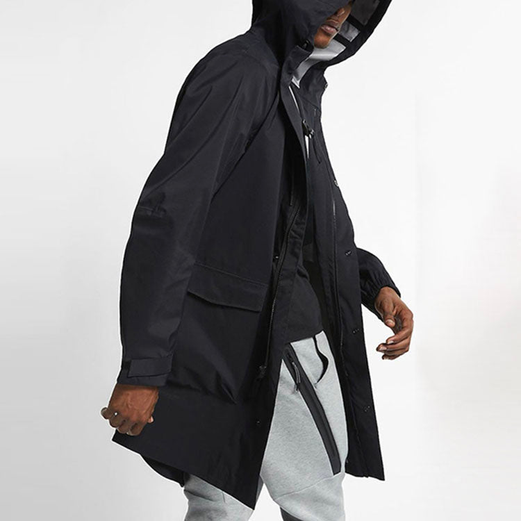 Men's Nike Solid Color Athleisure Casual Sports Mid-Length Hooded Windbreaker AV8271-010