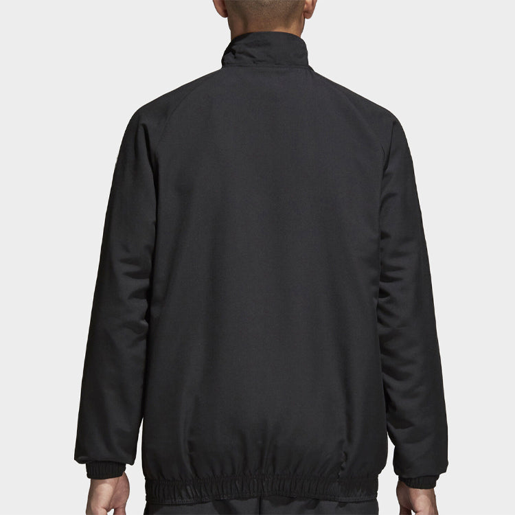 Men's adidas Logo Printing Solid Color Casual Sports Jacket Black CE9042