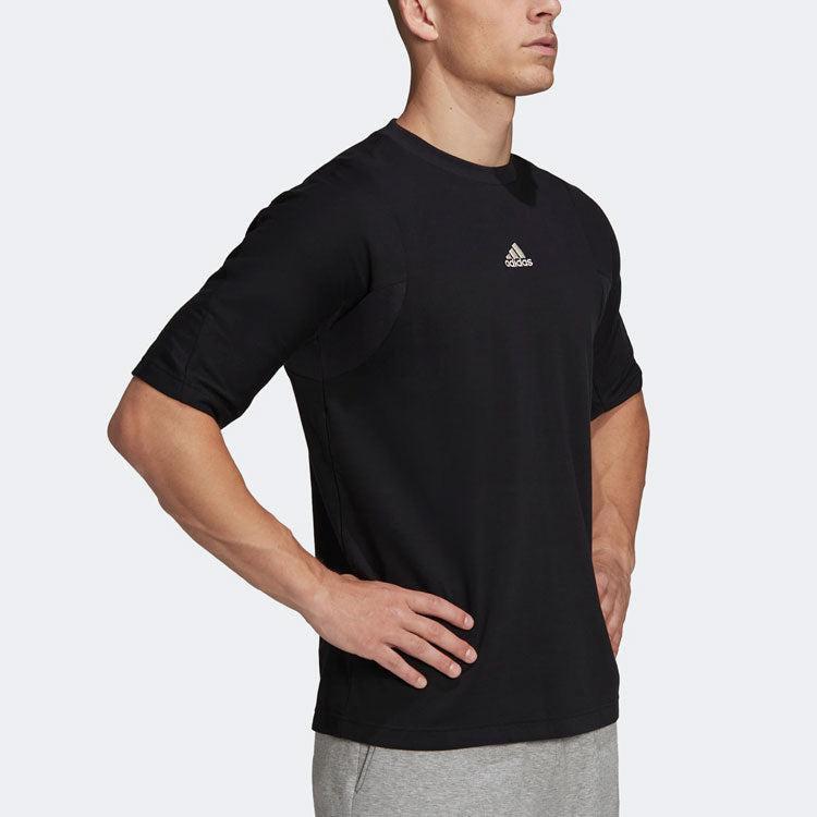 adidas Solid Color Logo Alphabet Printing Sports Short Sleeve Black HB6599