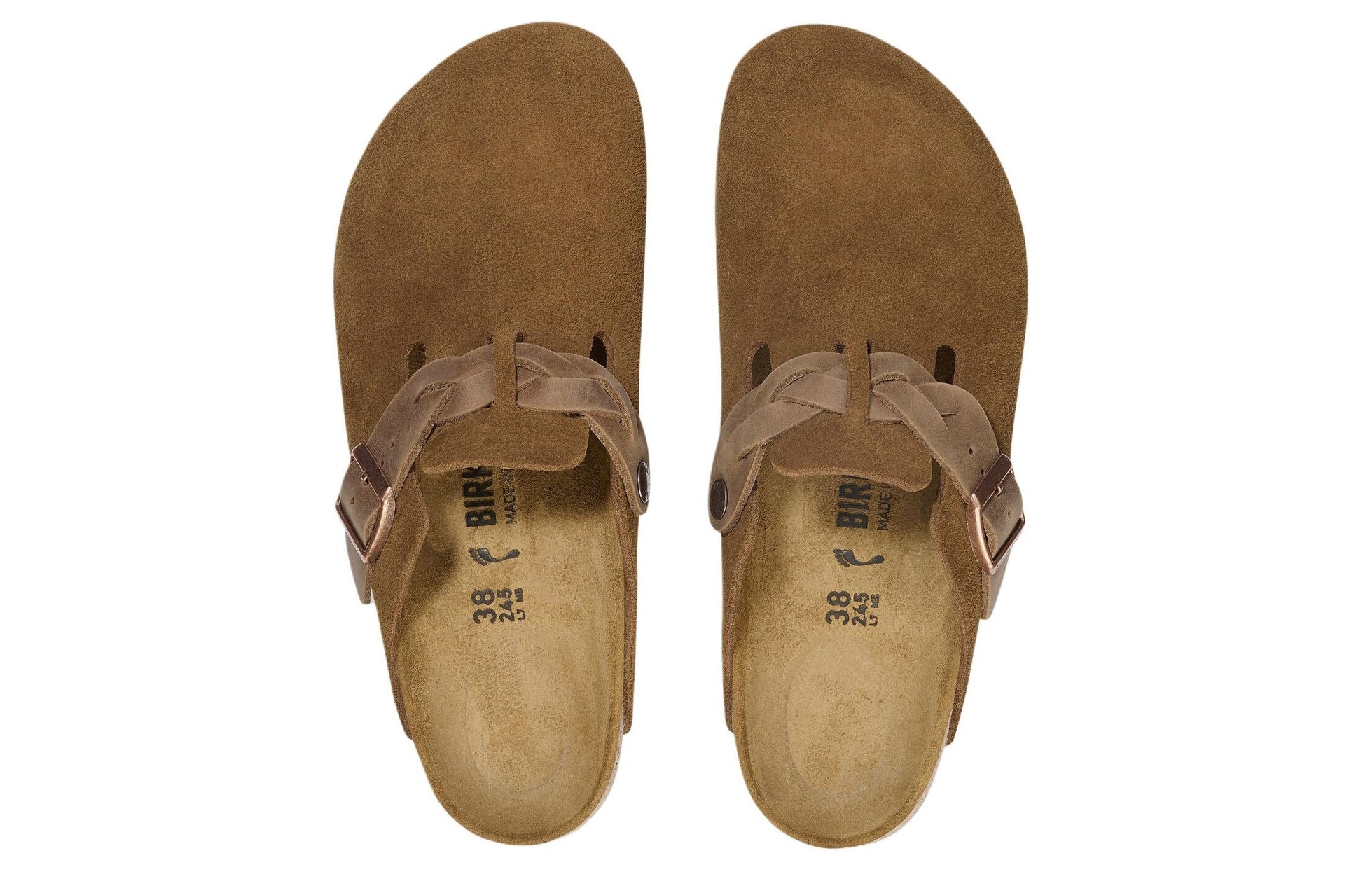 Birkenstock Boston Braided Suede Leather Narrow Fit Sandals 'Mink' 1026713