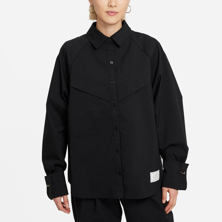 (WMNS) Nike Sportswear Icn Clsh Wvn Ls Top Long Sleeved Shirt Black DD5051-010
