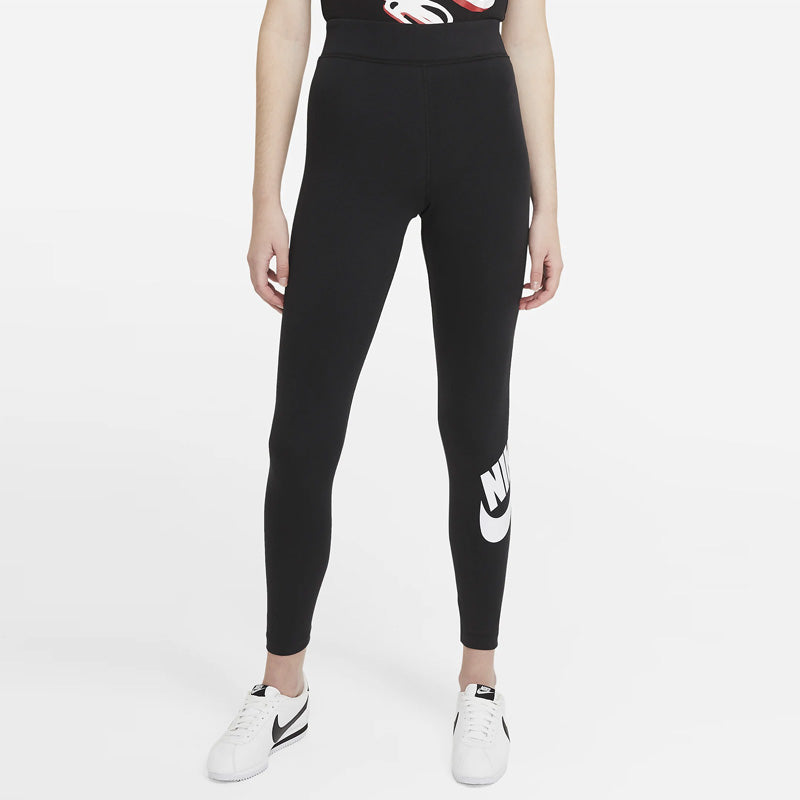 (WMNS) Nike Sportswear Essential High-Waisted Logo Leggings 'Black White' CZ8528-010