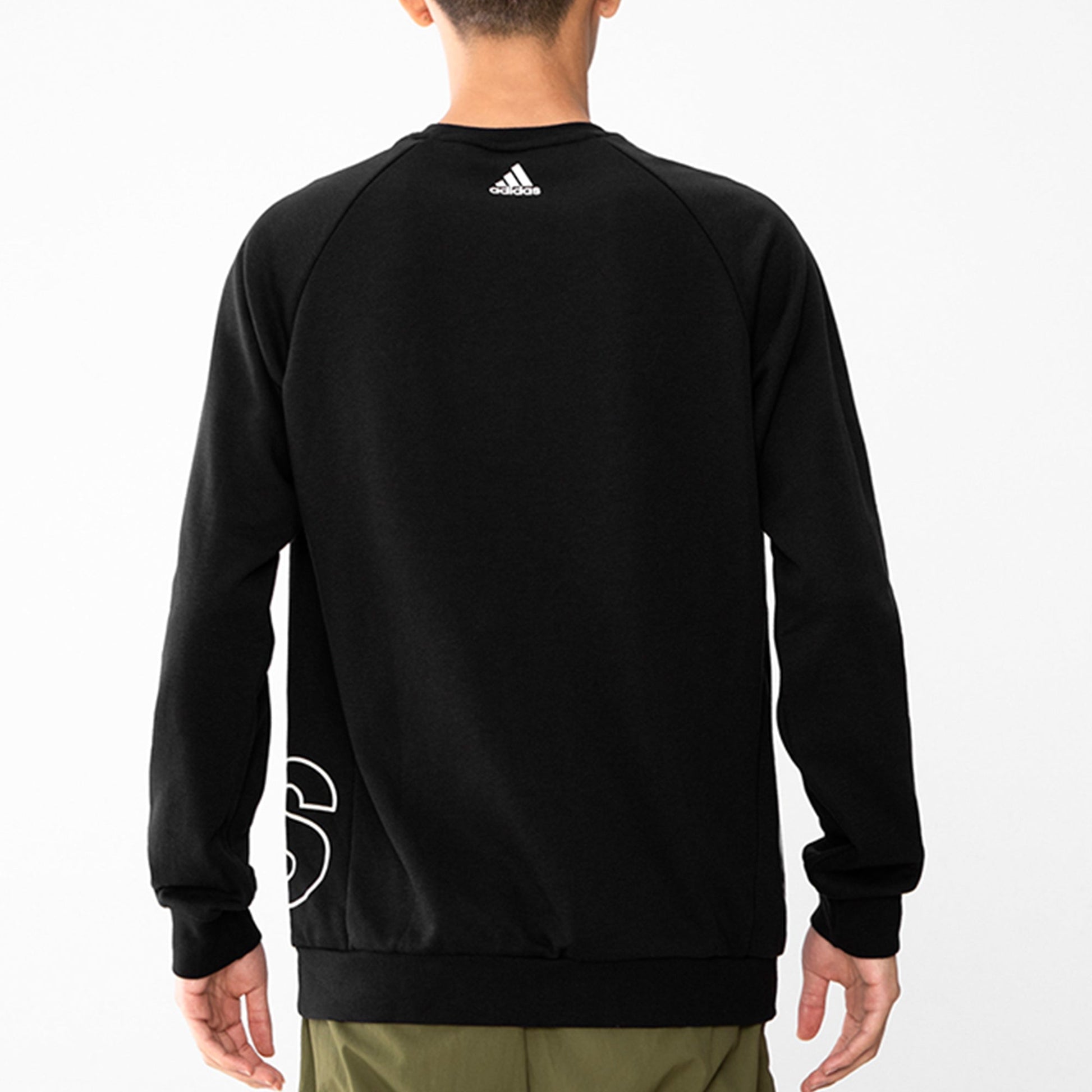 Men's adidas Big Lo Swt Ft Logo Printing Casual Sports Round Neck Black HB5085