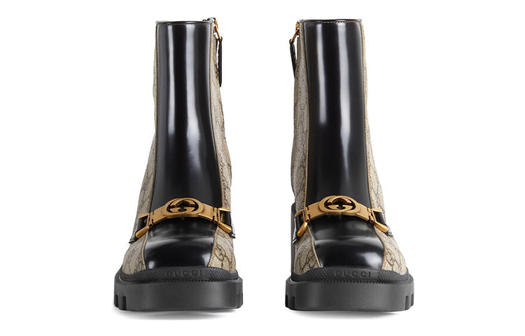 (WMNS) Gucci Horesbit Interlocking G ankle boots 'Black Ebony' 670412-2OQ50-9763