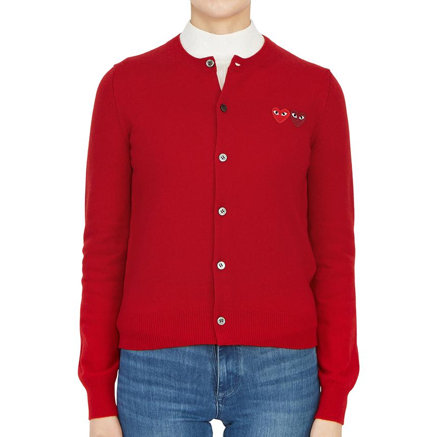 (WMNS) COMME des GARCONS PLAY Cardigan Double Emblem 'Red' AZ-N057-051-5