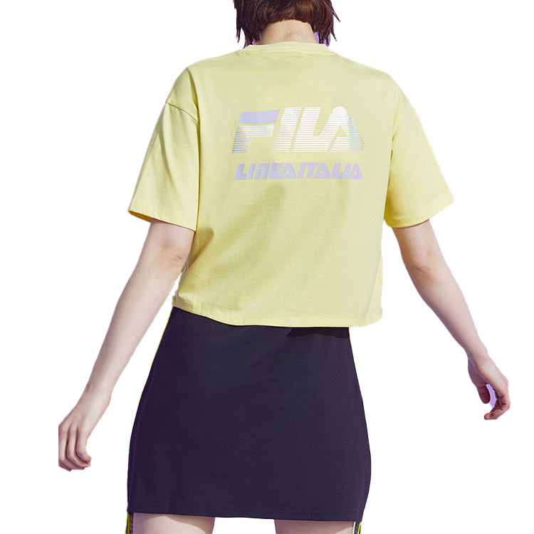 (WMNS) Fila Alphabet Printing Minimalistic Short Sleeve Yellow T11W026101F-YE
