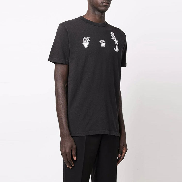 Off-White x New Era x MLB Crossover SS22 Logo Printing Short Sleeve Ordinary Version Black OMAA027G21JER0061001