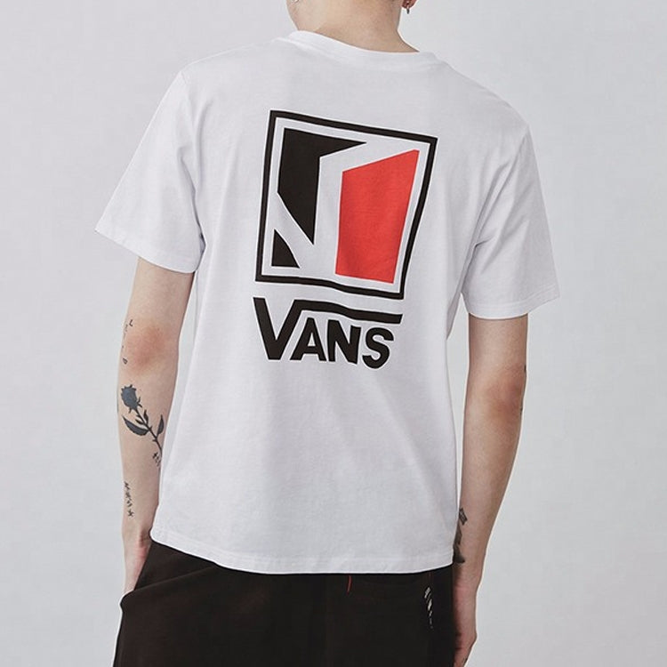 Men's Vans Logo Printing Round Neck Short Sleeve White VN0A4P4GWHT