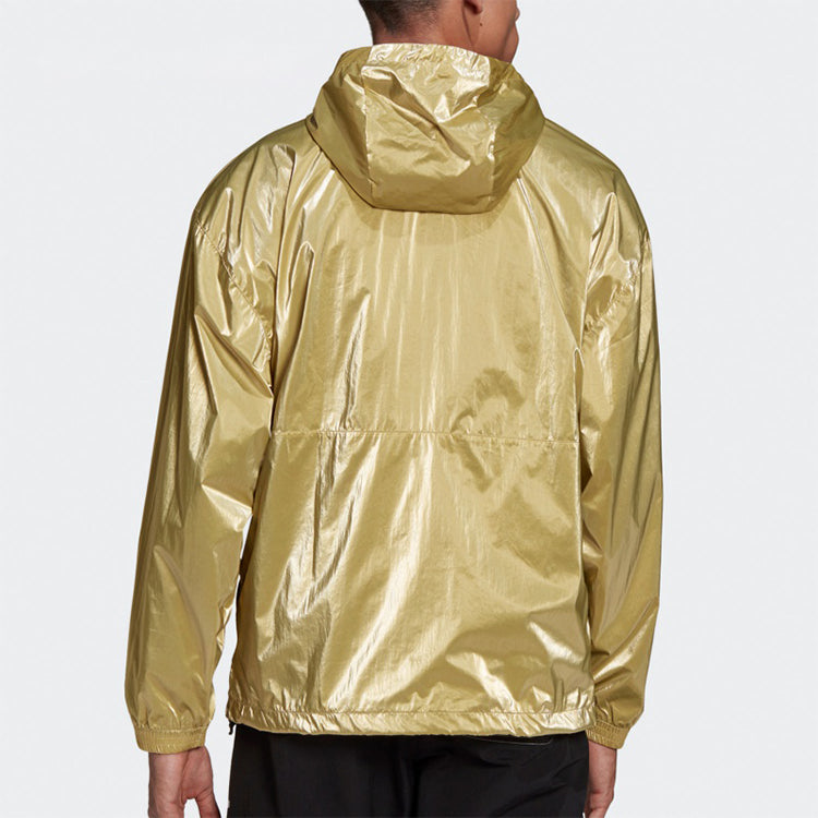 adidas originals TLM 02 WB Gold Half Zipper Pullover hooded Double Sided Windbreaker Jacket Gold Color GD5800