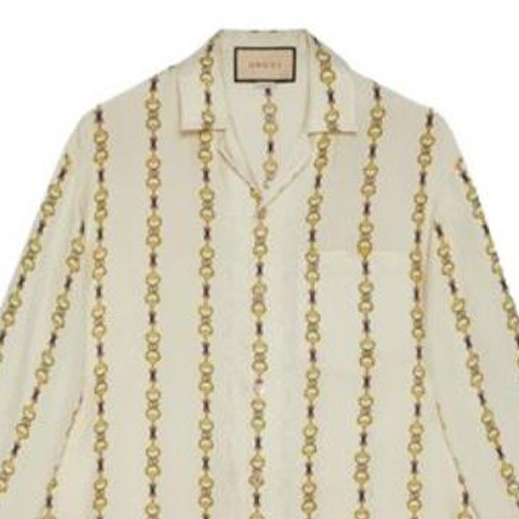 Gucci Interlocking G Horsebit Print Silk Shirt 'Ivory' 751446-ZANR7-9399