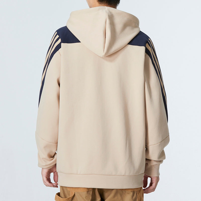 Men's adidas FI 3S FZ Athleisure Casual Sports Hooded Stripe Knit Jacket Khaki HK4570
