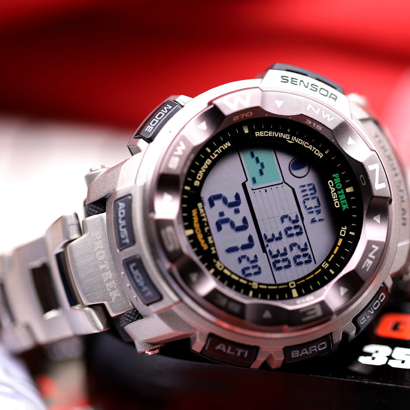 CASIO Waterproof Sports Shockproof Solar Powered Mens Black Digital PRW2500T-7