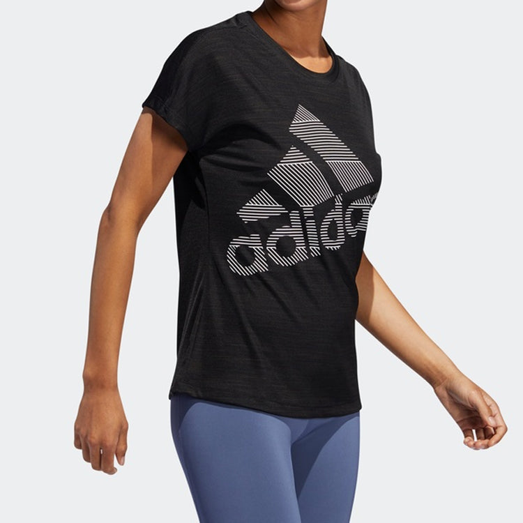 (WMNS) adidas Training Sports Round Neck Short Sleeve 'Black' EB4498