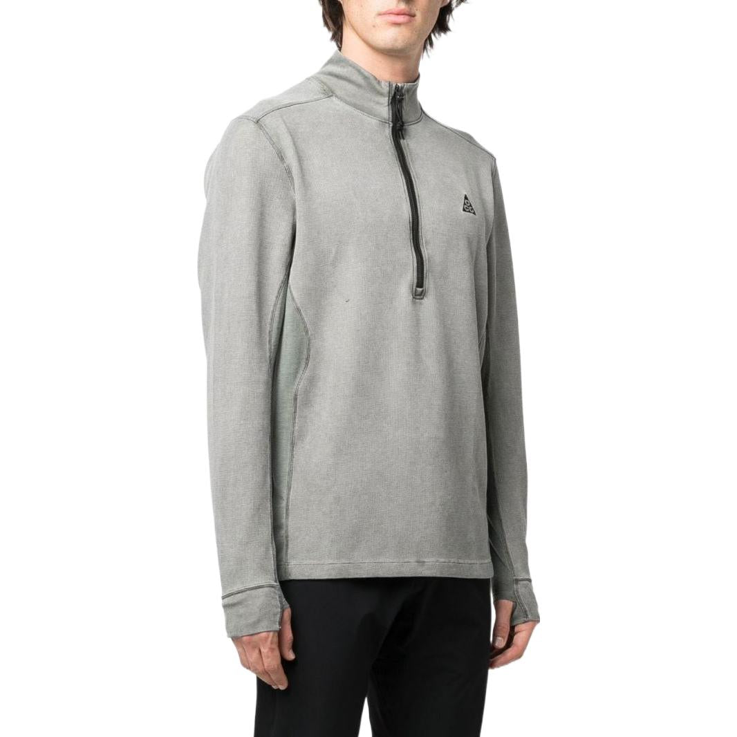 Men's Nike Dri-FIT ADV ACG Chest Brand Logo Embroidered Half Zipper Stand Collar Long Sleeves Gray DM6222-325