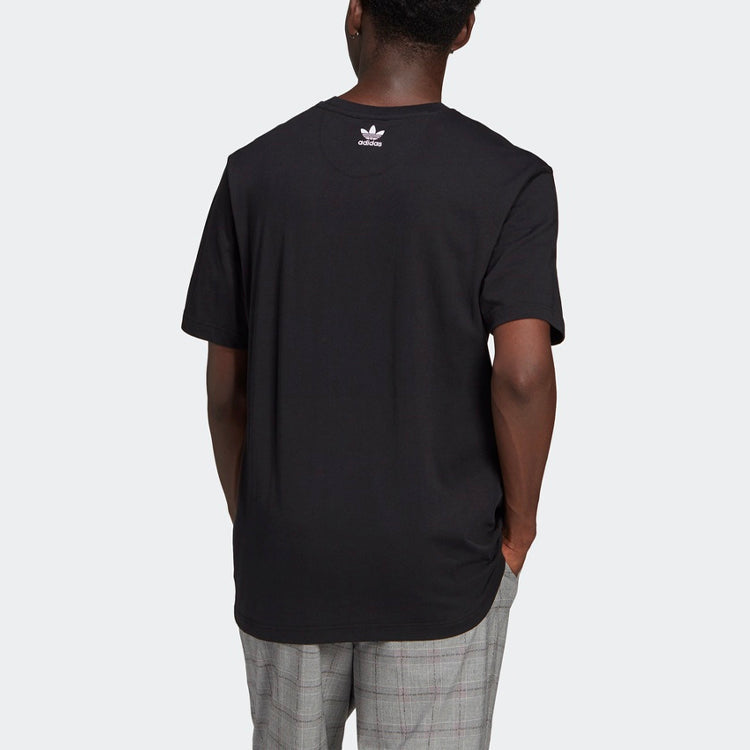 adidas originals Logo Embroidered Solid Color Sports Round Neck Short Sleeve Black GN3548